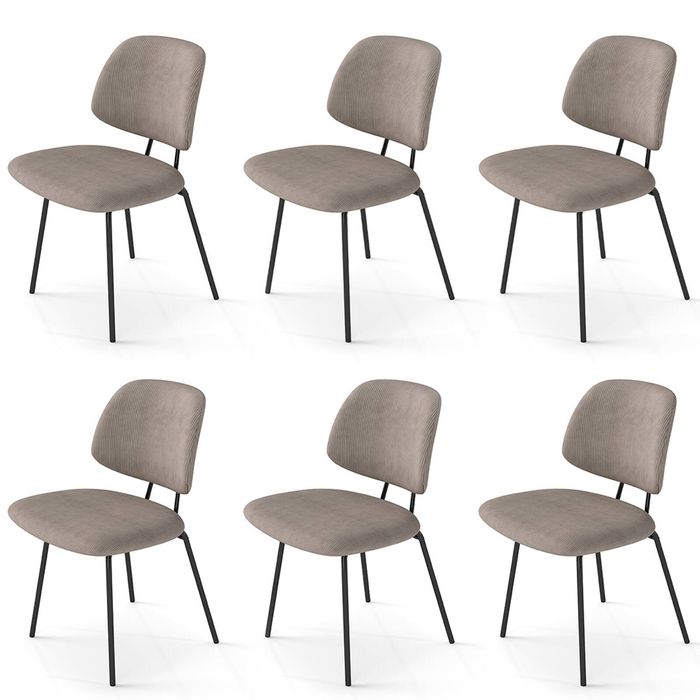 Familand Dining Chairs Set of 6 Padded Seat Kitchen Living Room Chair Corduroy in Khaki