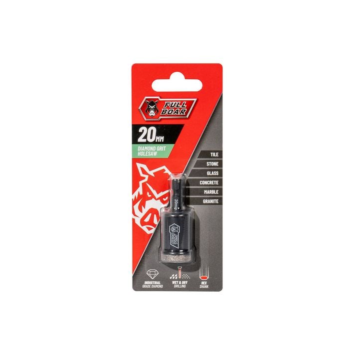 Full Boar 20mm Diamond Grit 1/4" Hex Shank Holesaw Bit