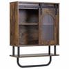 Costway Wall Storage Cabinet Industrial Hanging Bar 3tier Laundry Brown
