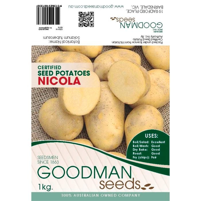 Goodman Seeds 1kg Nicola Potato Seed - Solanum tuberosum