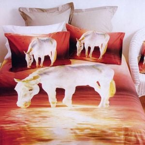 Just Home White Sunset Red Quilt Cover Set Queen