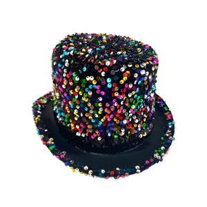 Sequin Top Hat Costume Party Cap Fancy Dress Trilby Fedora One Size Rainbow