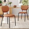 Dreamo Leather Dining Chairs Tan Set of 2