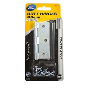 Zenith Butt Hinge Fixed Pin 85mm ZP 2pk