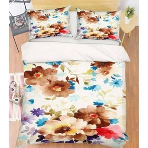 3D Brown Cute Flower 32 Bed Pillowcases Quilt King Single Size