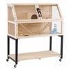 Costway Wood Mobile Hamster Cage 2Tier Ramp Seesaw Hut