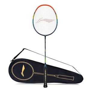 Li-Ning G - Force 3700 Superlite Carbon Fibre Strung Badminton with Full Racket Cover Navy/Orange, Maximum String Tension- 32lbs