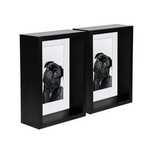 Nicola Spring 5" x 7" Black 3D Deep Box Photo Frames - 4" x 6" Mount - Pack of 2