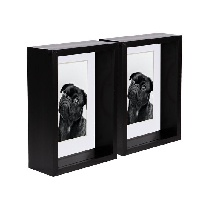 Nicola Spring 5" X 7" Black 3d Deep Box Photo Frames - 4" X 6" Mount - Pack Of 2