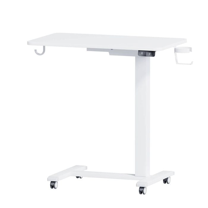 Advwin Portable Electric Standing Desk Height Adjustable Small Mobile Table White