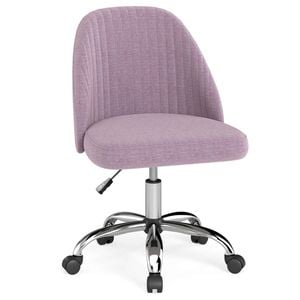 Costway Desk Chair Padded Office Chair Swivel Vanity Chair Pink