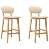 vidaXL 2x Bar Stools Cream Fabric Pub Sitting Chair Seat Seating Furniture