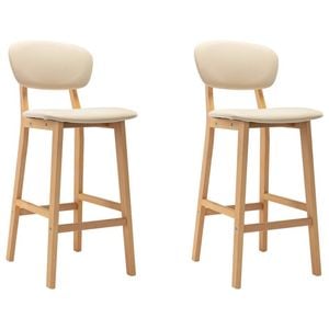 vidaXL 2x Bar Stools Cream Fabric Pub Sitting Chair Seat Seating Furniture