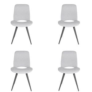 Sk Designer Living | Pack Of 4 | Spencer Dining Chair | Black Legs - Light Grey Fabric