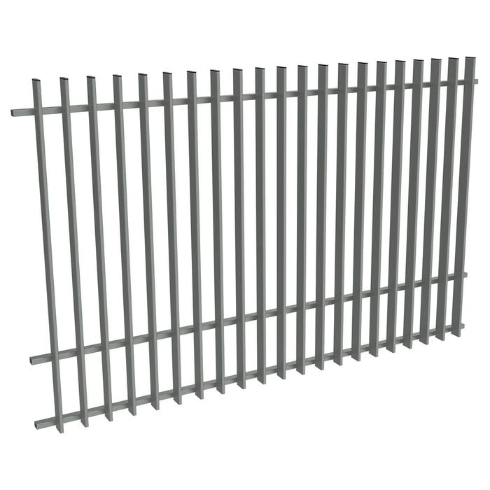 ProtectorAl 1201-2399W x 1800H Palladium Silver Aluminium Radiator Pool Fence Panel With Mid Rail