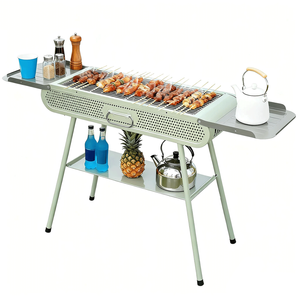 Portable Bbq Grill Folding Metal Charcoal Barbecue Grill Stove Fit 3-15 People