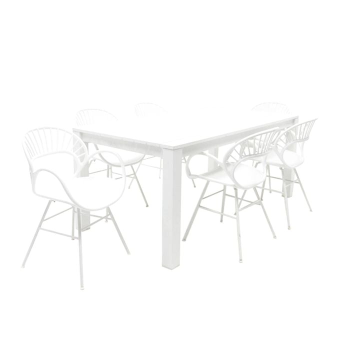 Dallas Fantail 7pc Dining Setting - White
