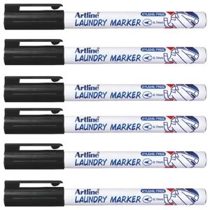 6pc Artline 750 Laundry/linen/clothing/fabric Bullet Nib 0.7mm Line Marker Black