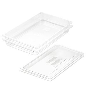 SOGA 1/1 GN Polycarbonate Food Pan 65mm Clear 2 Pack with Lids
