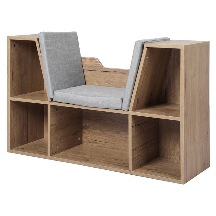 Levede Kids Bookcase Toy Box with Seat Shelf Storage Brown