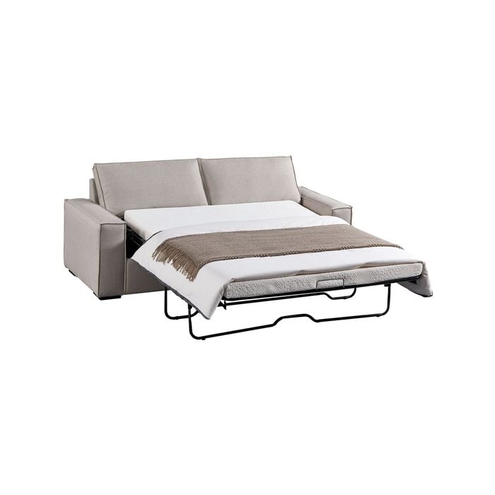 3 Seater Multifunctional Sofa Bed Fabric Upholstery Wooden Structure in Beige