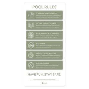 Pool Signs Australia Pool Rules Sign - Moss Green