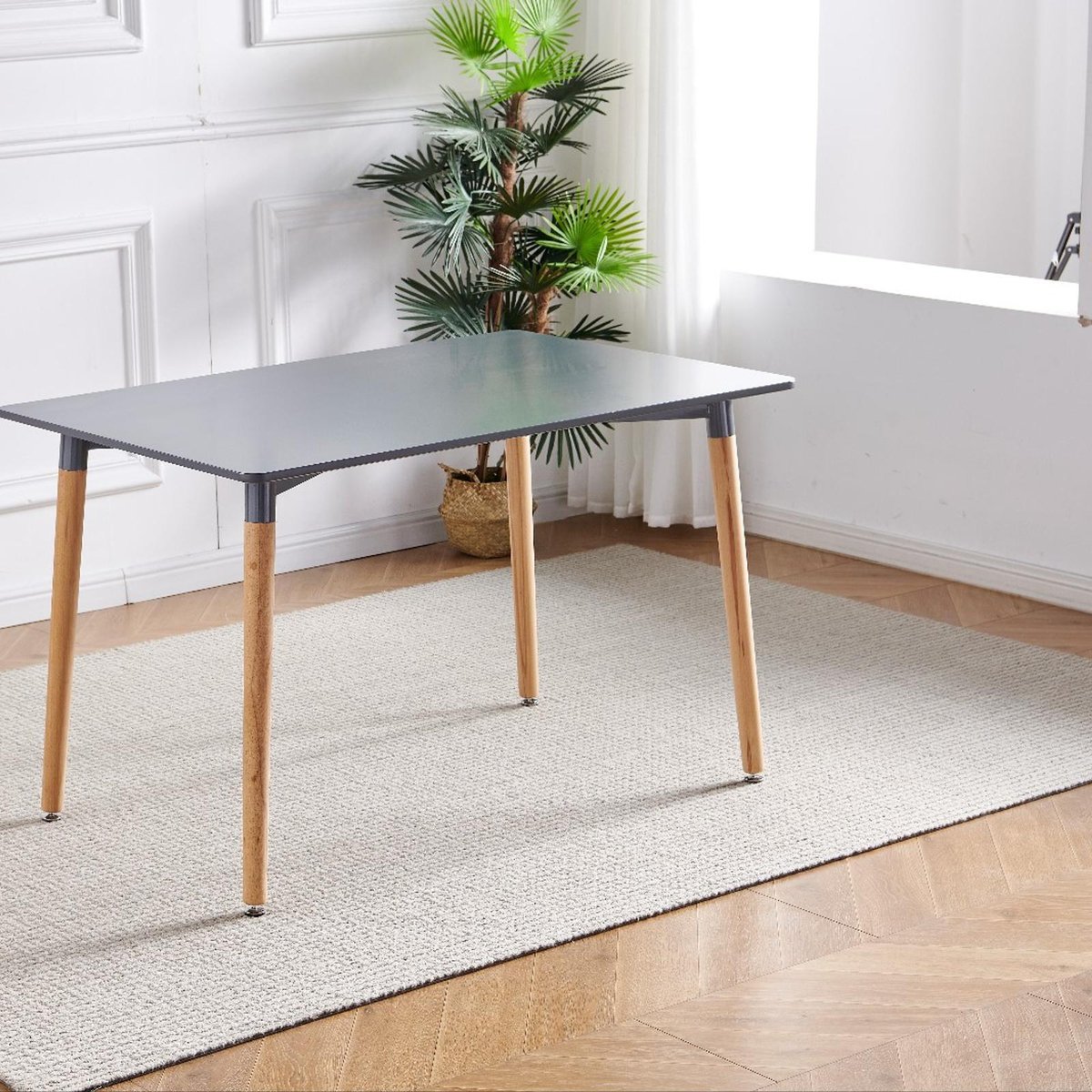 Oliver Grey Rectangle Dining Table - Bunnings Australia