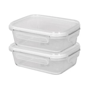 Harbour Housewares Glass Food Storage Containers with Lids - 1 Litre - Pack of 2