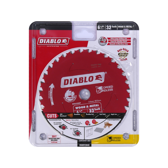 Diablo Circular Saw Blade 6.5"/165mm 32T Wood & Metal 2608F03848