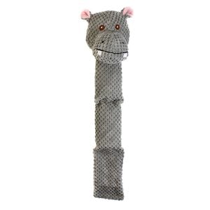 Paw Play Plush Squeak Hippo Dog Pet Toy Grey