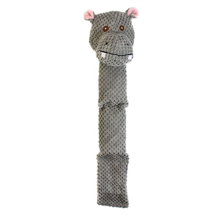 Paw Play Plush Squeak Hippo Dog Pet Toy Grey