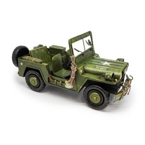 Boyle Metal Ornament Figurine Army Jeep Truck Green 38x18cm