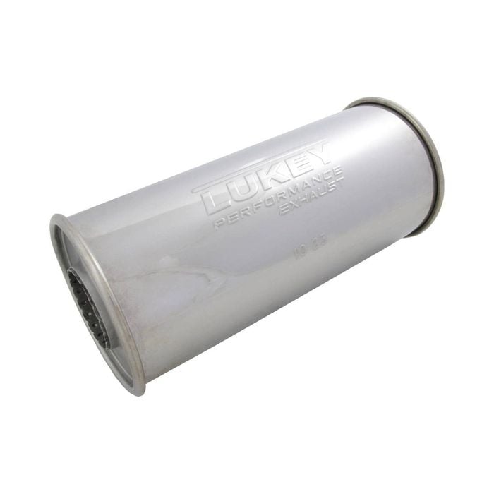 Lukey 2-1/4" Performance Muffler - 5" Round, 12" Long, 430 Ss