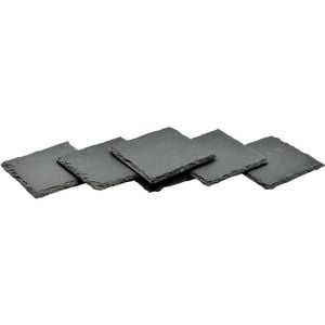 Argon Tableware 10cm Square Slate Coasters - Set Of 6 Drink Coasters Stone Natural Slate Drink Placemats Mug Glass Cup Mats