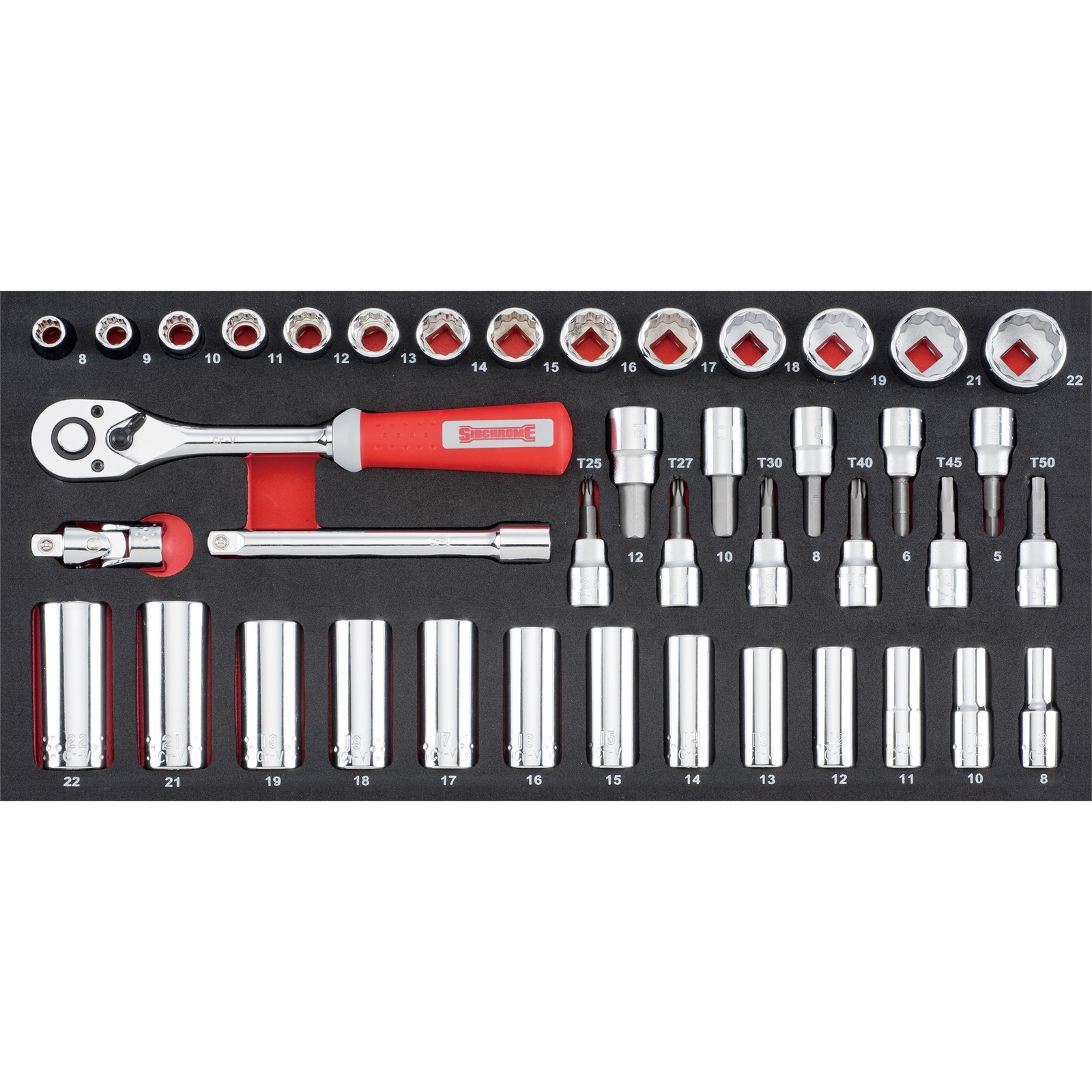 Sidchrome 1/4" Metric Custom Kit Socket Set - 67 Piece thumbnail 2