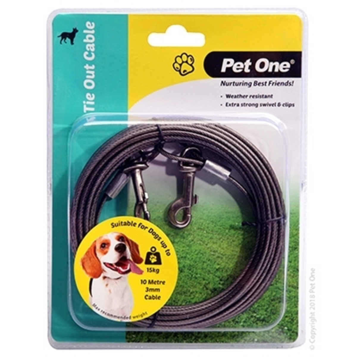 Tie Out Cable 10 Meters Dogs Up To 15kg Pet One Bunnings Australia