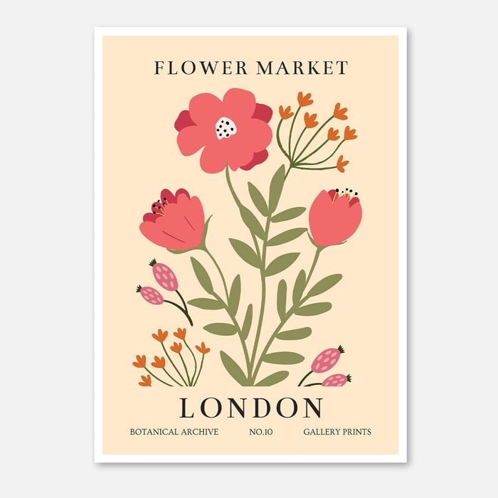 Galrie Charming Vintage Flower Market Botanical Art Print London Edition, Poster Only, 50 x 70cm (20 x 28inch)