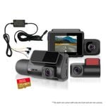 Elinz 3 CH Dash Cam 4K+1080P+2K 3-Way WiFi GPS Night Vision Supercapacitor Sony Starvis Car DVR Hardwire Kit 32GB