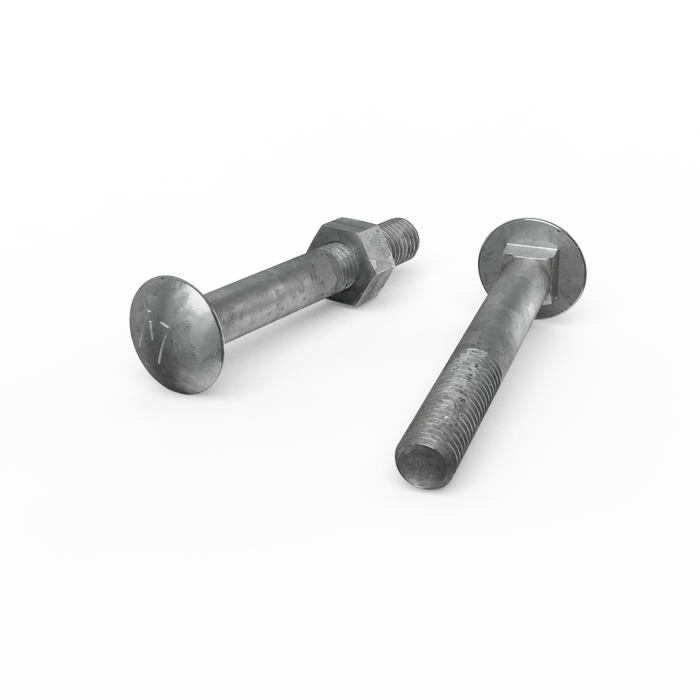 ZENITH M10 x 75mm Hot Dip Galvanised Cup Head Bolts and Nuts