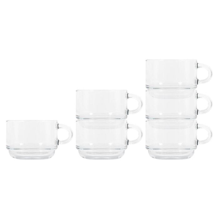 LAV Cozy Stacking Glass Coffee Cups - 270ml - Pack of 6
