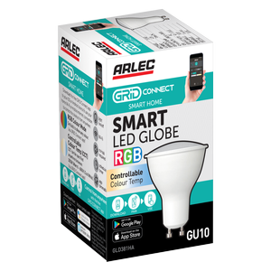 Arlec Grid Connect Smart GU10 LED 420lm RGB CCT Colour Mode 5.5W Globe