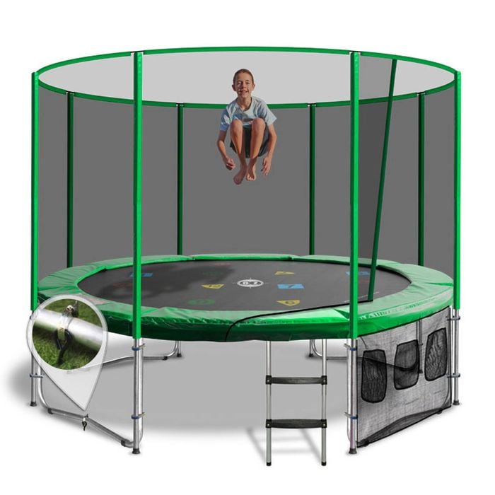 Oz Trampolines Summit Round 12 Ft. Above Ground Trampoline - Green