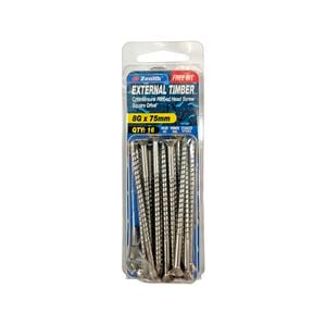 Zenith 8G x 75mm Stainless Steel 304 Square Drive External Timber Screw - 16 Pack