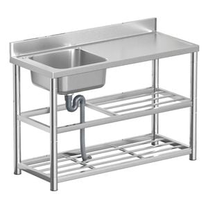 stainless steel  freestanding 120 x 50 x 80 cm Sink with left hand sink bowl