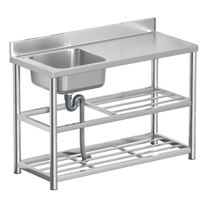 stainless steel  freestanding 120 x 50 x 80 cm Sink with left hand sink bowl