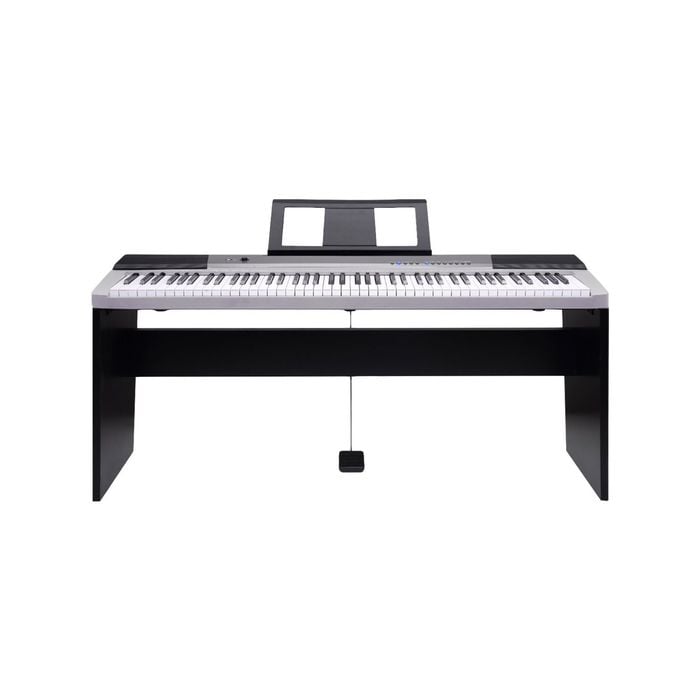 Karrera 88 Keys Electronic Keyboard Piano with Stand Silver