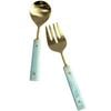 2pc LVD S/Steel/Resin Spoon & Fork Salad Servers 26x7cm - Blue Marbleised