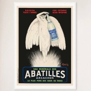 Galrie Vintage Abatilles Arcachon Mineral Water Poster by Leonetto Cappiello Artwork, White Frame, 50 x 70cm (20 x 28inch)