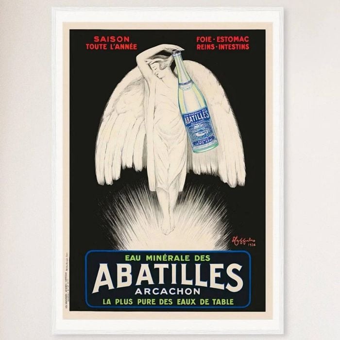 Galrie Vintage Abatilles Arcachon Mineral Water Poster by Leonetto Cappiello Artwork, White Frame, 50 x 70cm (20 x 28inch)