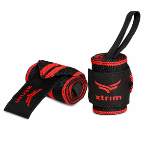 XTRIM Wrist Support for Men & Women, Wrist Supporter for Gym Wrist Wrap/Straps Gym Accessories (1 Pair, Black & Red)